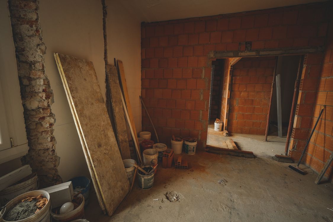 Licensed stock photograph of exposed brickwork in an interior renovation